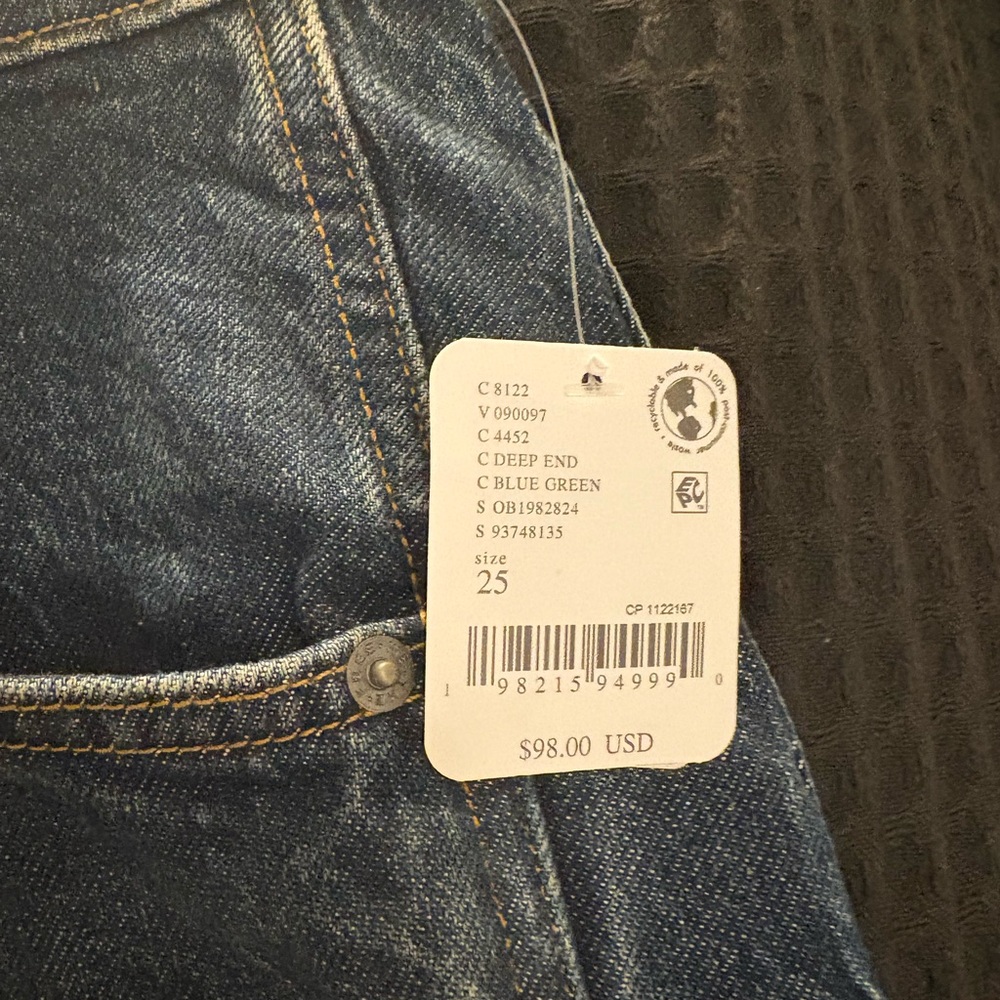 Free People We The Free Good Luck Mid-Rise Barrel Jeans 25 Color: Deep End NWT - Picture 4 of 5